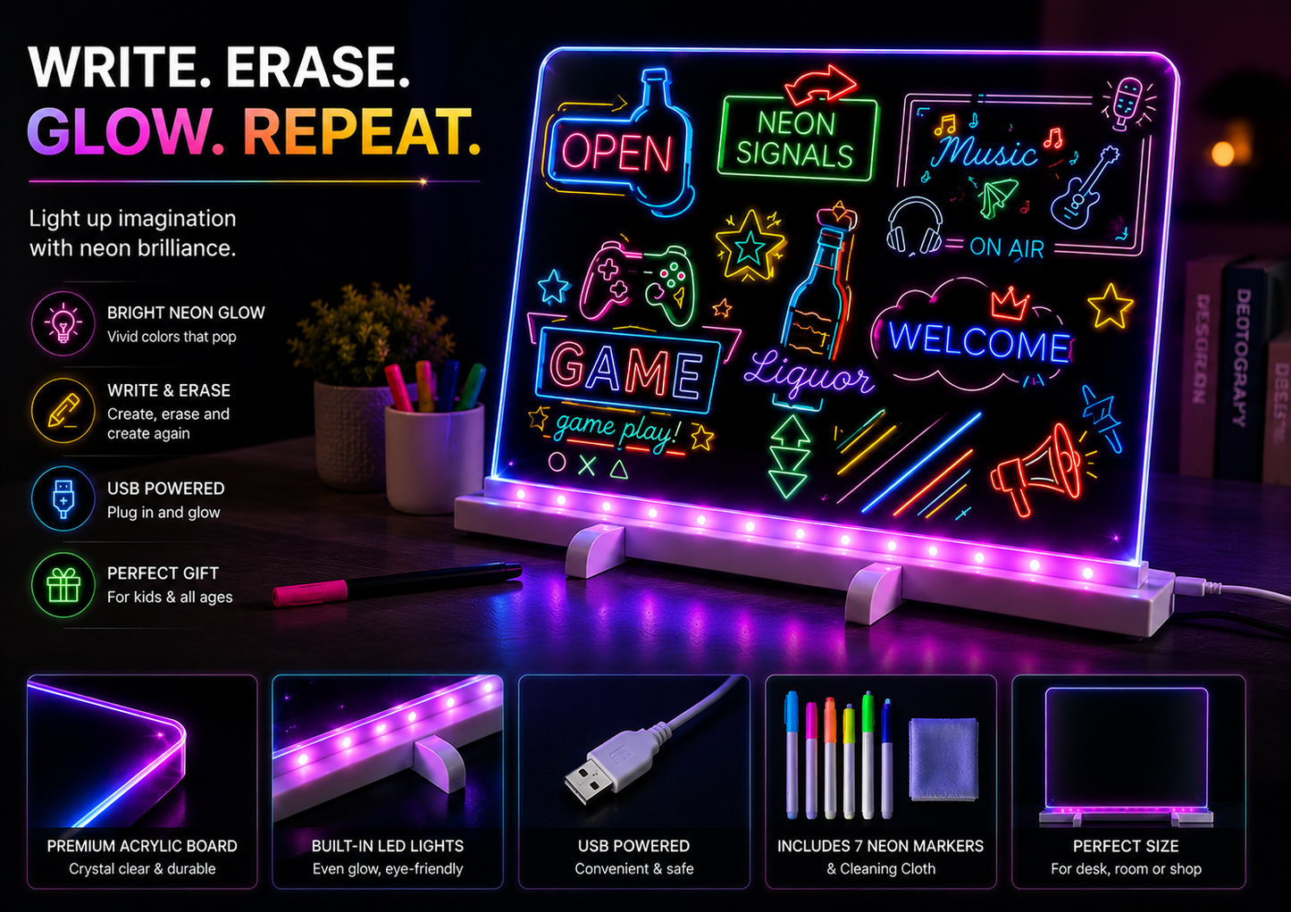 LED Colorful Glow Drawing Board™